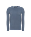 SRAW22-300-717Grisaille-Extra1. SRFEnja bluse o-neck top fra Soft Rebels. i farven blå. varenummer SRAW22-300. Tætsiddende langærmet bluse