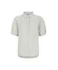 En elegant og moderne bluse, der kombinerer klassisk design med nutidige detaljer. Den har et stribet mønster og en standardkrave, hvilket giver et tidløst udtryk.
