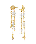 Sonata_earrings_gold_b. sonata ørering i forgyldt sølv fra maanesten. med måne og stjerne og ferskvandsperle