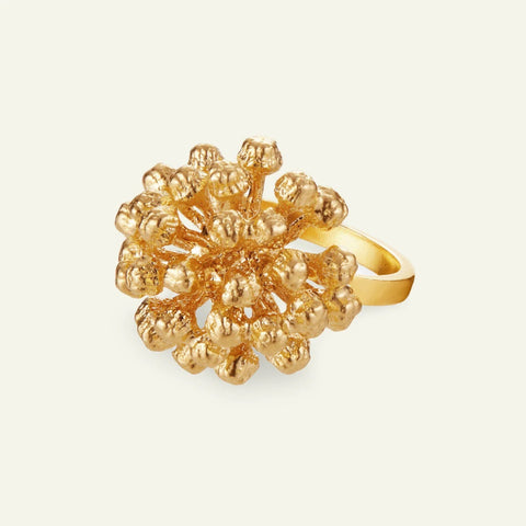 Flora Danica Dildblomst Statement ring, Forgyldt