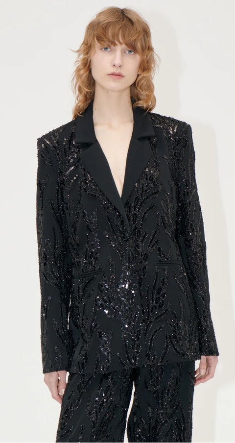 STINE GOYA -  Long Sleeve Fitted Blazer, Abstract Embellishment