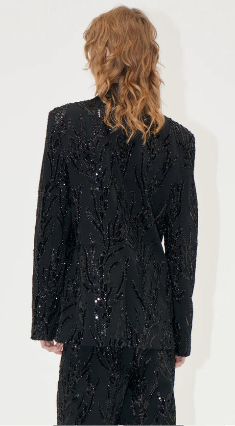 STINE GOYA -  Long Sleeve Fitted Blazer, Abstract Embellishment