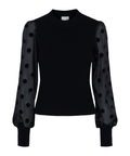 YASDOTME LS KNIT PULLOVER. varenummer 26024389. striktrøje med sorte prikker og mesh ærmer 