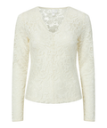YASLACEY LS V-NECK LACE TOP. blondetop fra YAS i hvid med blonder. varenummer 26039992