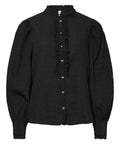 YASRIGO LS Shirt i sort fra Y.A.S er en moderne og stilren skjorte, der kombinerer klassisk design med komfort og kvalitet. Skjorten er fremstillet i et blødt og fleksibelt materiale bestående af 70 % polyester, 27 % viskose og 3 % elastan, hvilket giver en behagelig pasform med let stræk og flot fald.
