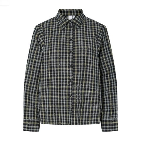 YASSIMMA LS SHIRT black sort skjorte med tern fra YAS lange ærmer og krave