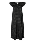 lang sort kjole fra Y.A.S med små hvide blomster. YASVIRI SS LONG DRESS fra Y.A.S