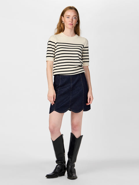 YASLENA Knit Pullover, Birch/Black Stripes