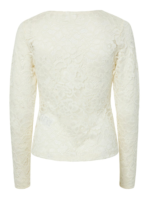 YASLACEY LS V-NECK LACE TOP
