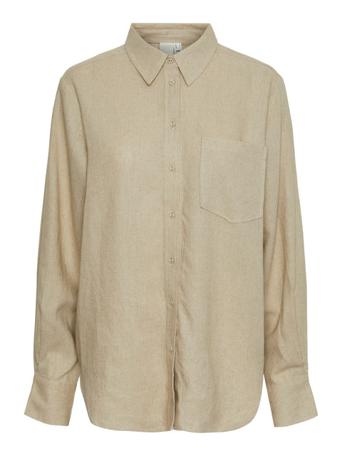 YASFLAXY LS Linen Shirt, Birch