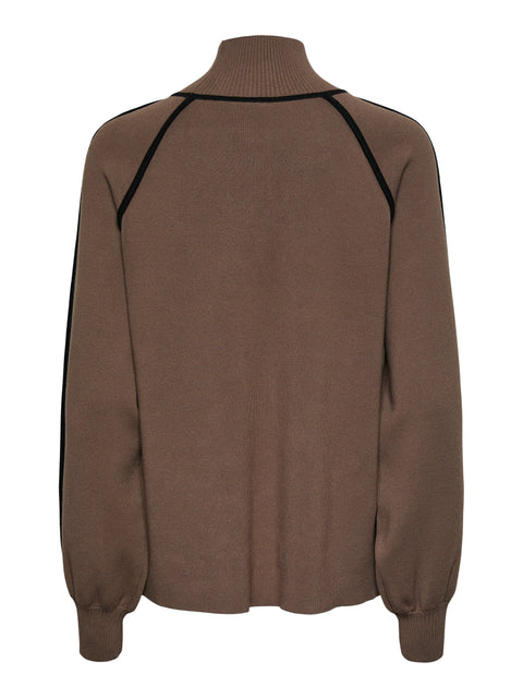 YASCORA High Neck Knit Pullover, Coffee Quartz