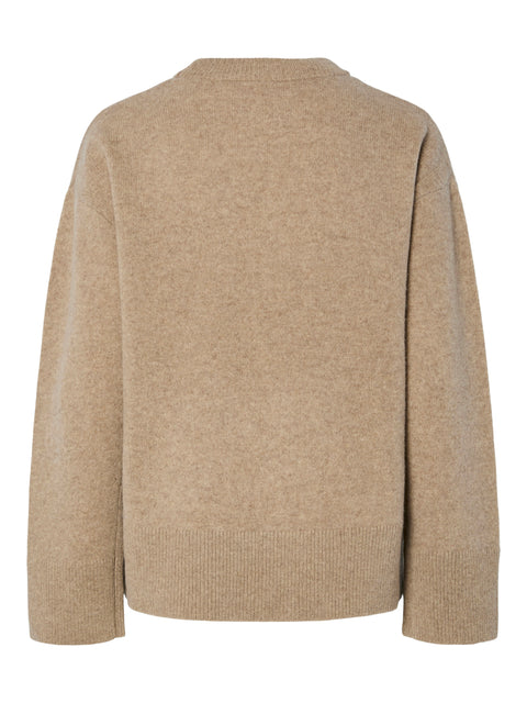 YASNOLA WOOL LS KNIT PULLOVER, Oat milk