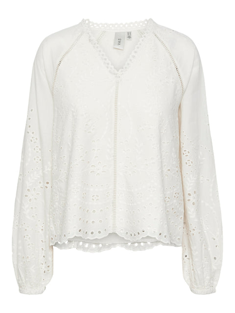 YASLUMA LS V-Neck Top, Star White