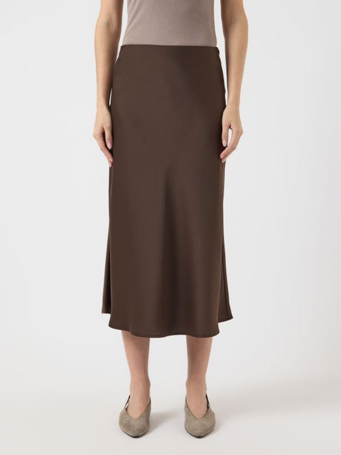 YASPELLA HW MIDI SKIRT, Chocolate brown