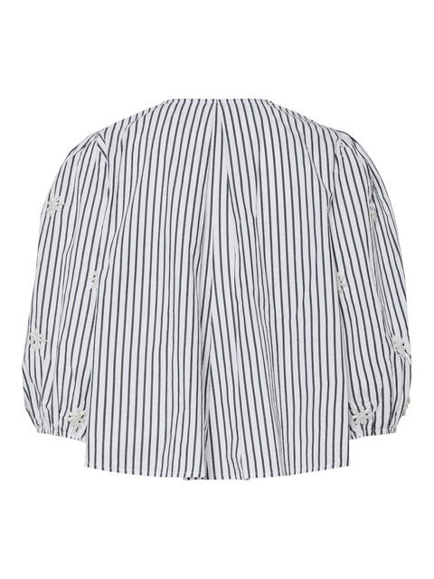 YASEMURA 3/4 Top, Black/Stripes