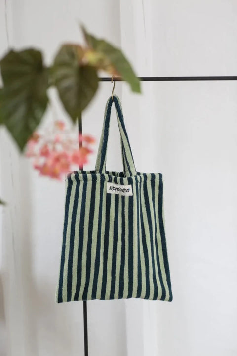 Bongusta Naram Totebag, Sea foam & deep teal