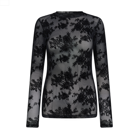 hype the detail blonde bluse i sort. med lange ærmer og rund hals