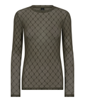 hype the detail mesh bluse med logo med lange ærmer og rund hals i grøn