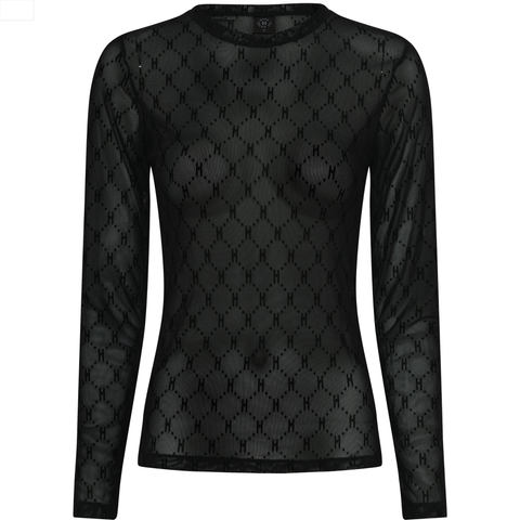 hype the detail mesh bluse med logo med lange ærmer.