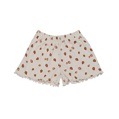 Maanesten Jea Pointelle Shorts, Strawberry Garden White