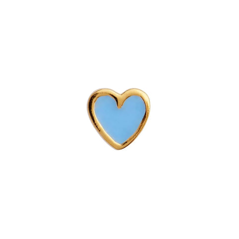 Stine A Petit Love Heart Light Blue Enamel ørering, Forgyldt sølv