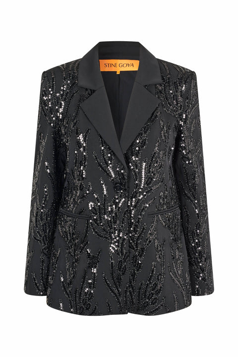 STINE GOYA -  Long Sleeve Fitted Blazer, Abstract Embellishment
