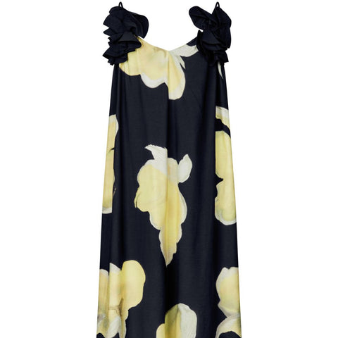 STINE GOYA Printed Viscose, Floral Long Dress - Yellow Petunias