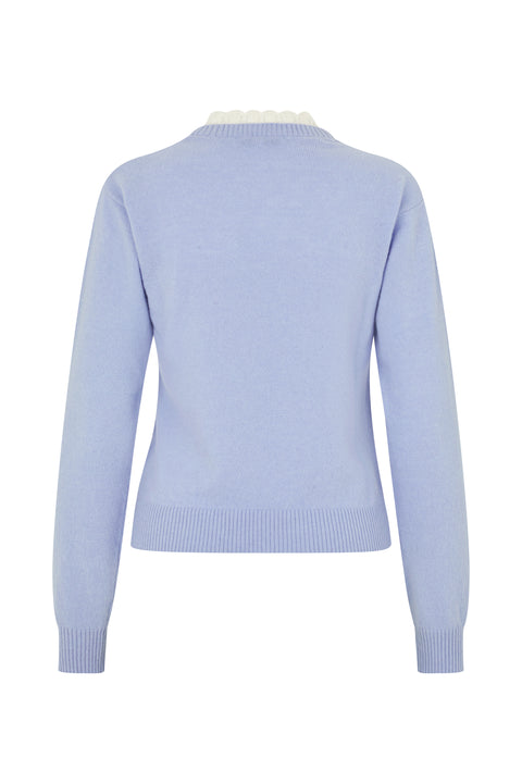 STINE GOYA Ruffled Crewneck Sweater - Light Blue