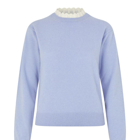 STINE GOYA Ruffled Crewneck Sweater - Light Blue