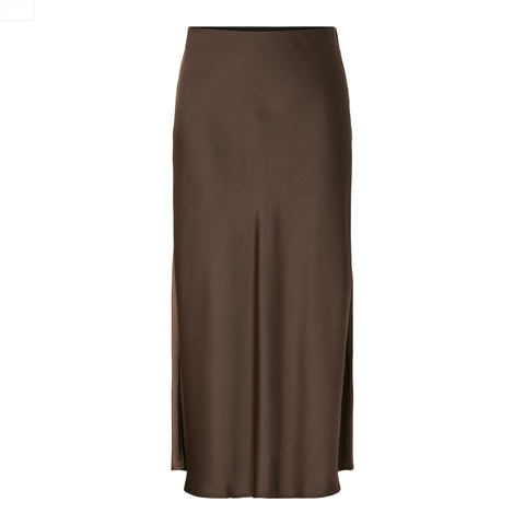 yaspella hw midi skirt fra yas nos nederdel i farven chocolate brown brun